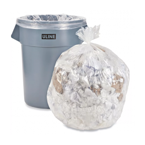 Uline Industrial Trash Liners - 6-7 Gallon, 1.2 Mil, Clear