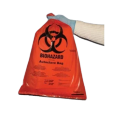 Tufpak Autoclave Polypropylene Biohazard Bag, Autoclavable to 275°F, 2 Mil, 12in x 24in Red - TS-1212-1224